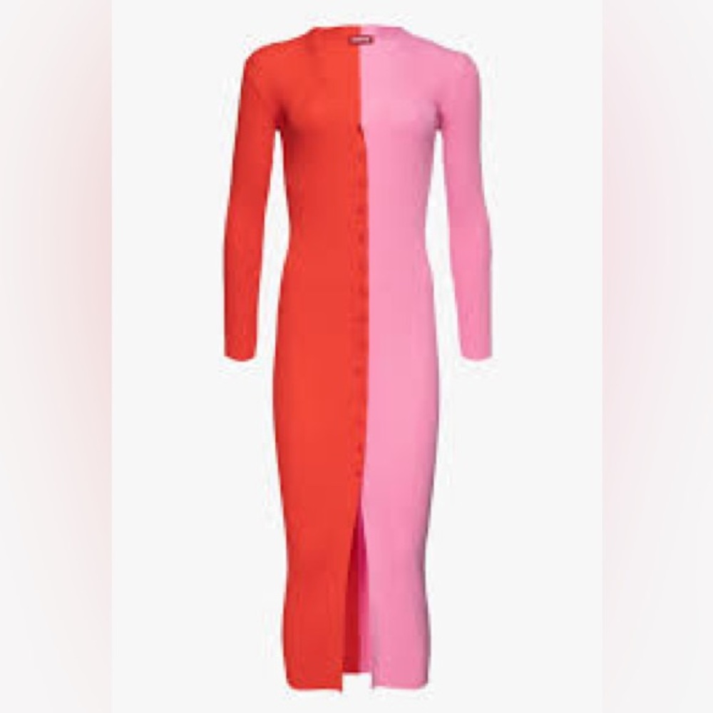 STAUD Poppy and Rosebud Sheath Long Sleeve Knit Dress Sz Small